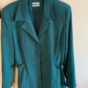 Amoretti Ladies Green Fitted Blazer Button Up